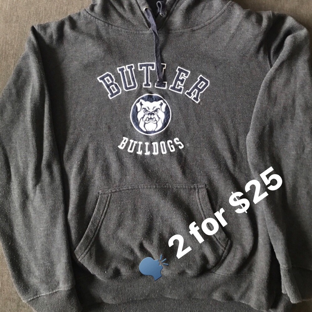 “Butler” BULLDOGS men’s hoodie, large, gray